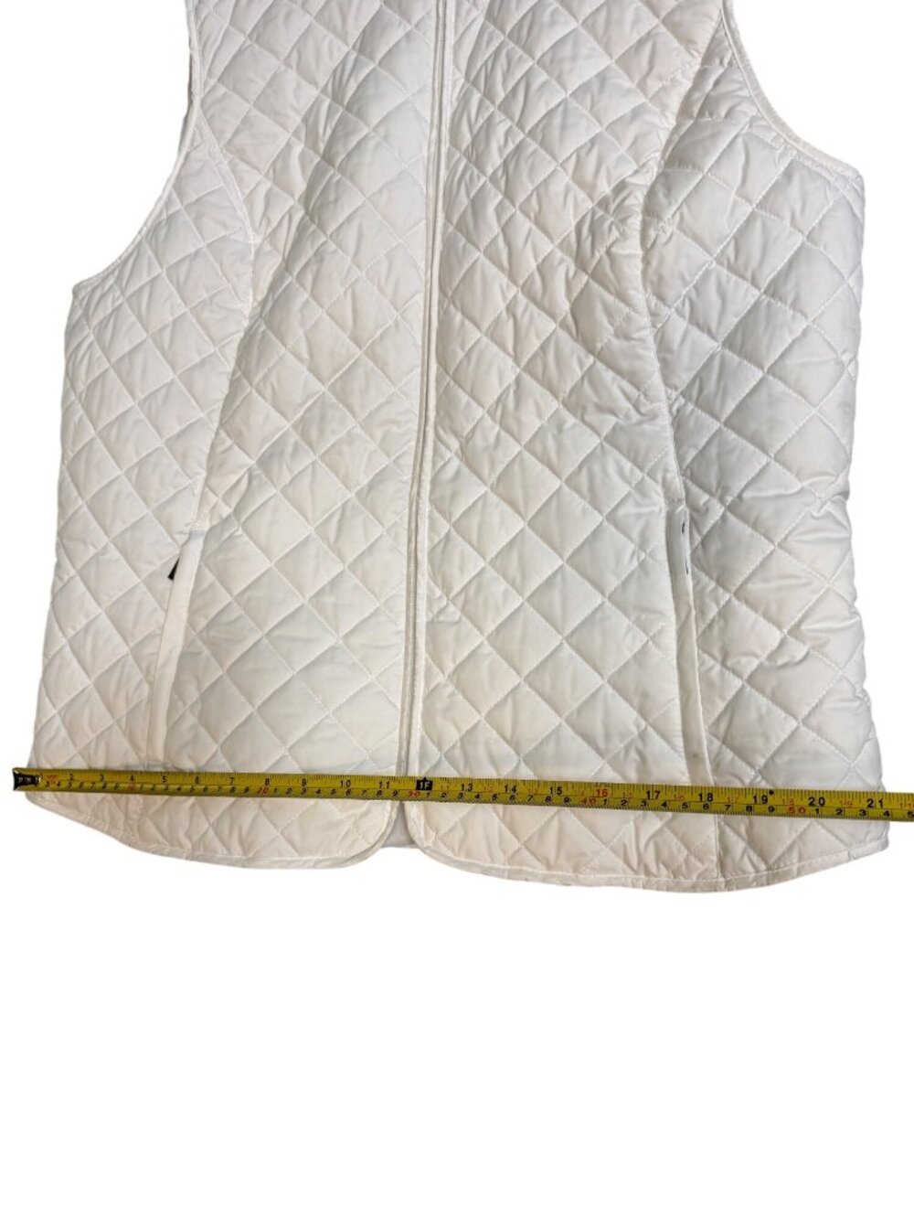 Eddie Bauer Womens Quilted White Vest XL Full-Zip Lightweight Pockets Sleeveless - Picture 6 of 12